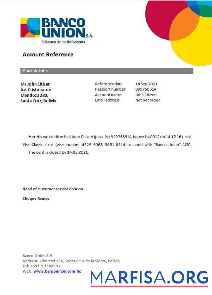 Realistic Bolivia Banko Union closure reference real example